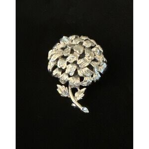 Roget Silvertone Chrysanthemum Vintage  Brooch Signed